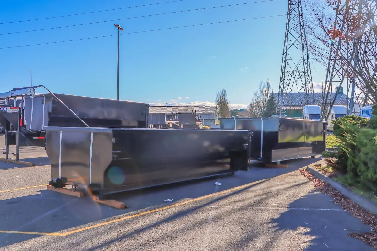 Roll-off dumpster ready for waste disposal at job site for 2 Yard Dumpster Rental in River Vale